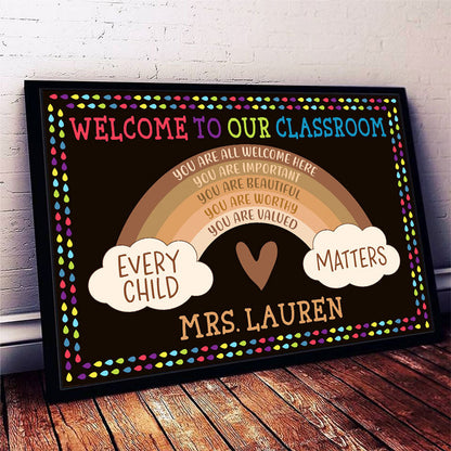 Personalized Teacher You Are All Welcome Here Custom Poster, Teacher Gifts, Classroom Decor