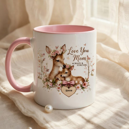 Personalized Deer Mom Mug – Love You Mom & Kids Names