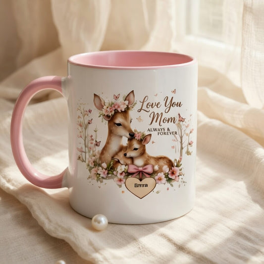 Personalized Deer Mom Mug – Love You Mom & Kids Names