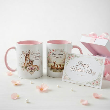 Personalized Deer Mom Mug – Love You Mom & Kids Names