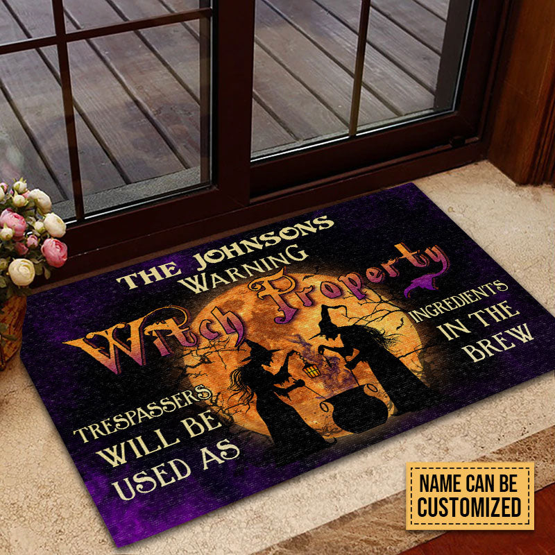 Warning Witch Property Warning Custom Doormat, Halloween Outdoor Decoration, Witch Decoration