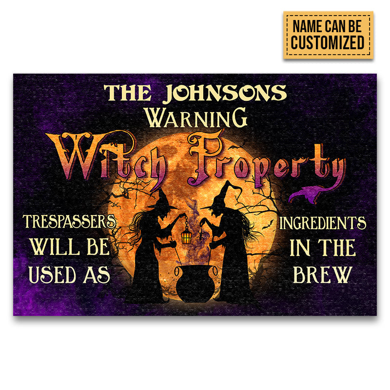 Warning Witch Property Warning Custom Doormat, Halloween Outdoor Decoration, Witch Decoration