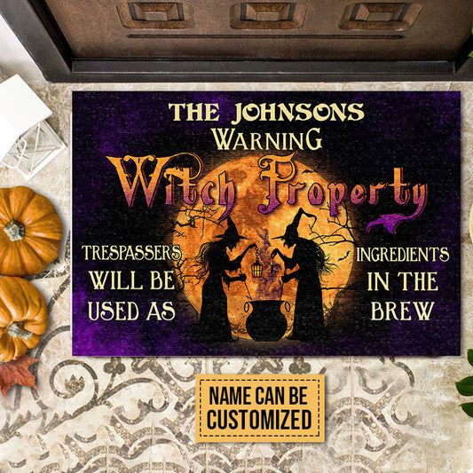 Warning Witch Property Warning Custom Doormat, Halloween Outdoor Decoration, Witch Decoration