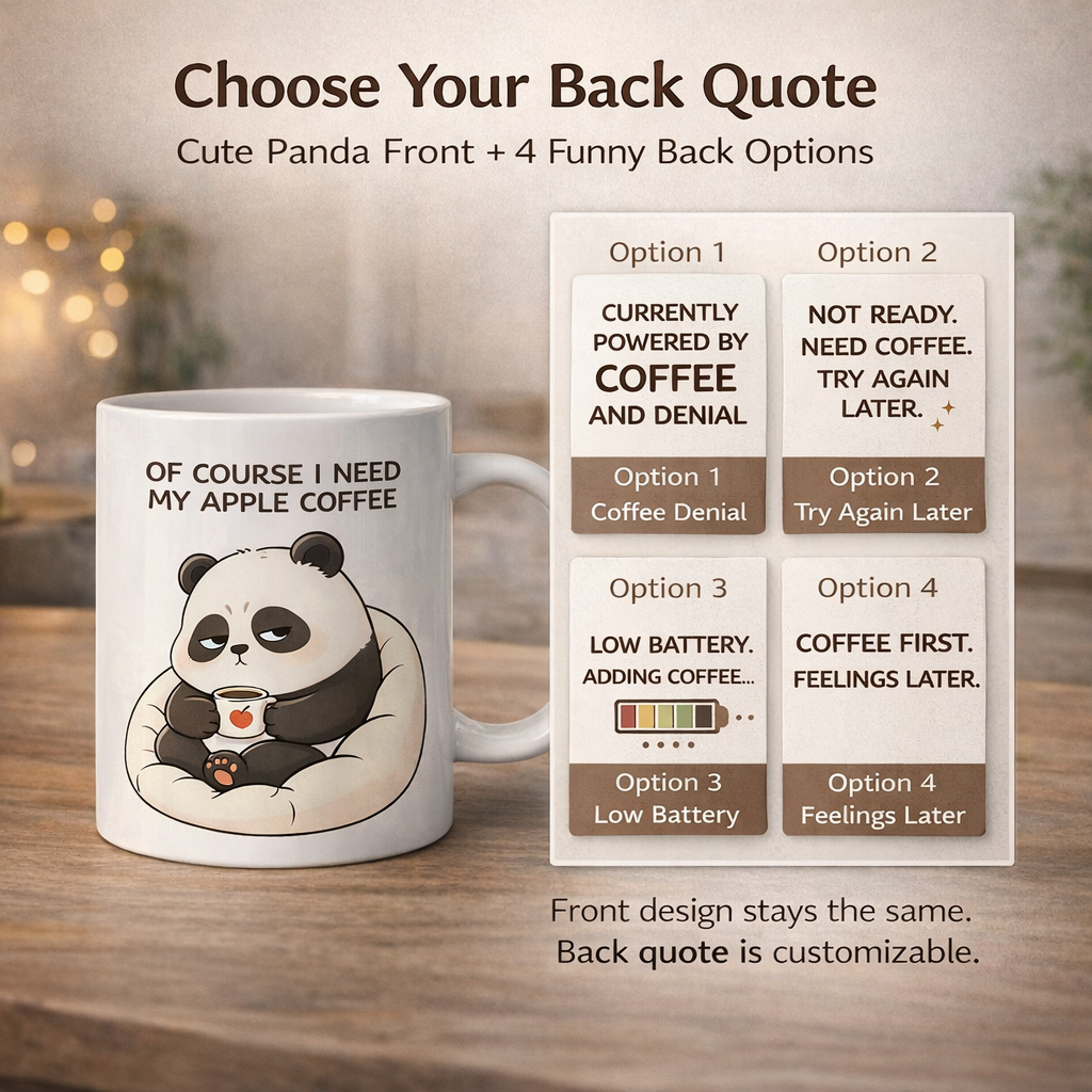 Cute Panda Coffee Mug - 4 Funny Back Quote Options