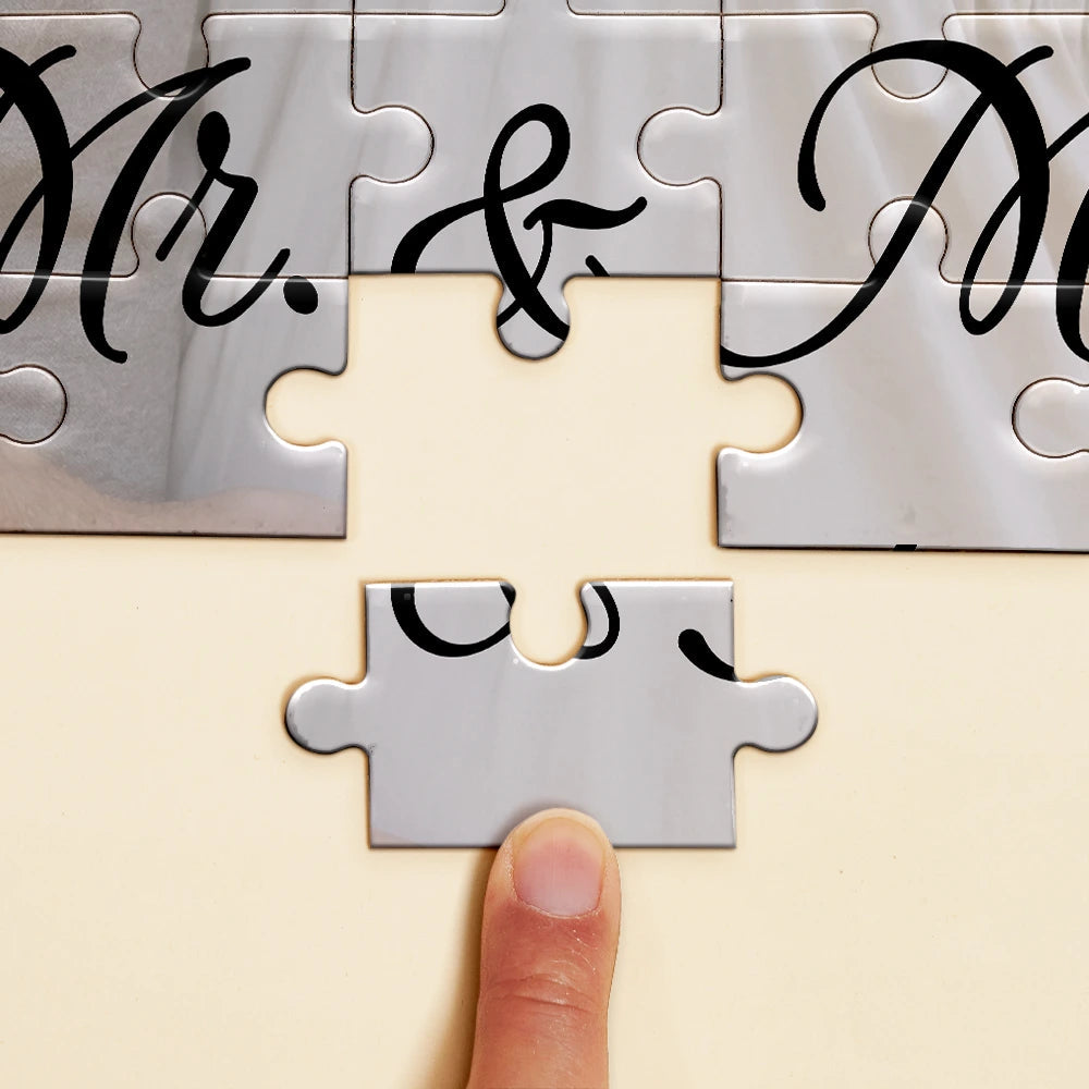 Custom Photo Our First Anniversary As Mr. & Mrs. - Personalized Jigsaw Puzzle