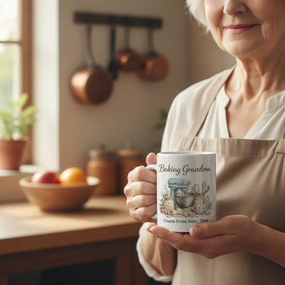 Baking Grandma - Personalized Baking Mug for Grandma, Custom Name Gift from Grandkids