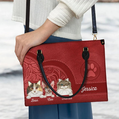 Cat Mother Cat Lovers Personalized Leather Bag