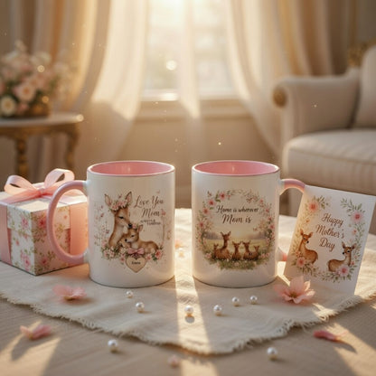 Personalized Deer Mom Mug – Love You Mom & Kids Names