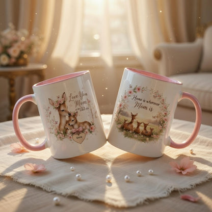 Personalized Deer Mom Mug – Love You Mom & Kids Names